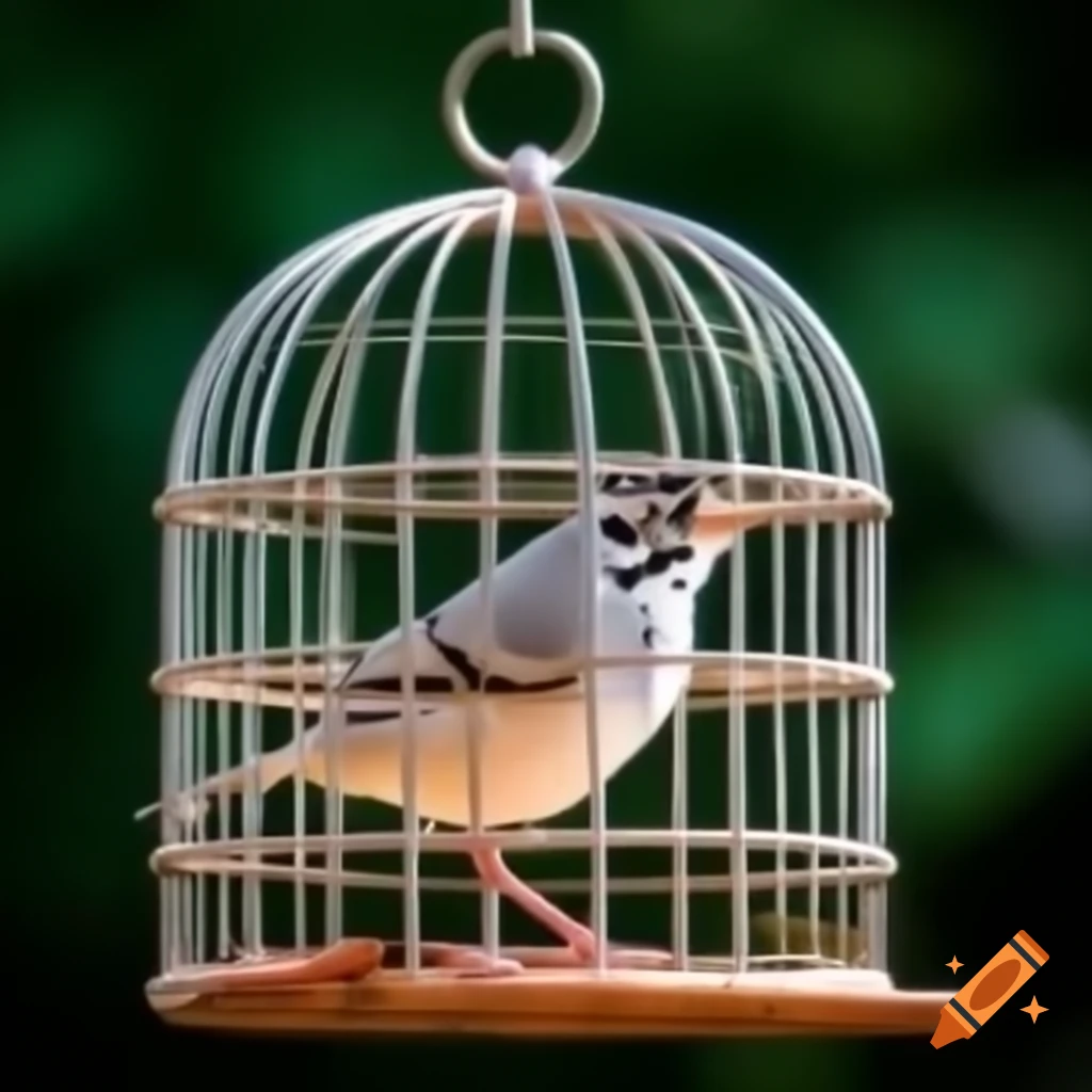 Chirping bird in a cage