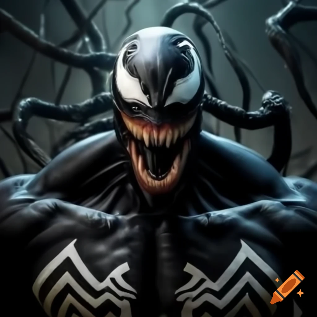 Venom symbiote interacting with a zombie character
