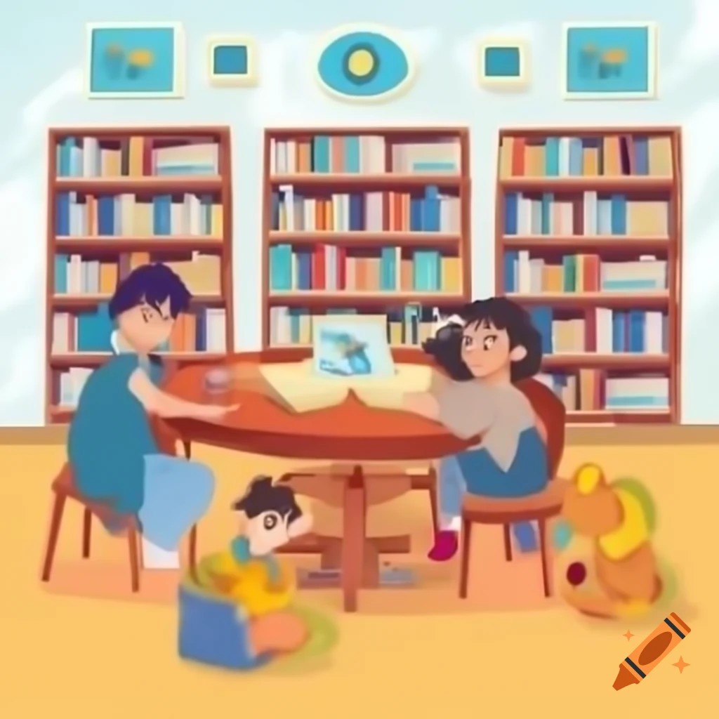 Beautiful drawing of a library interior on Craiyon