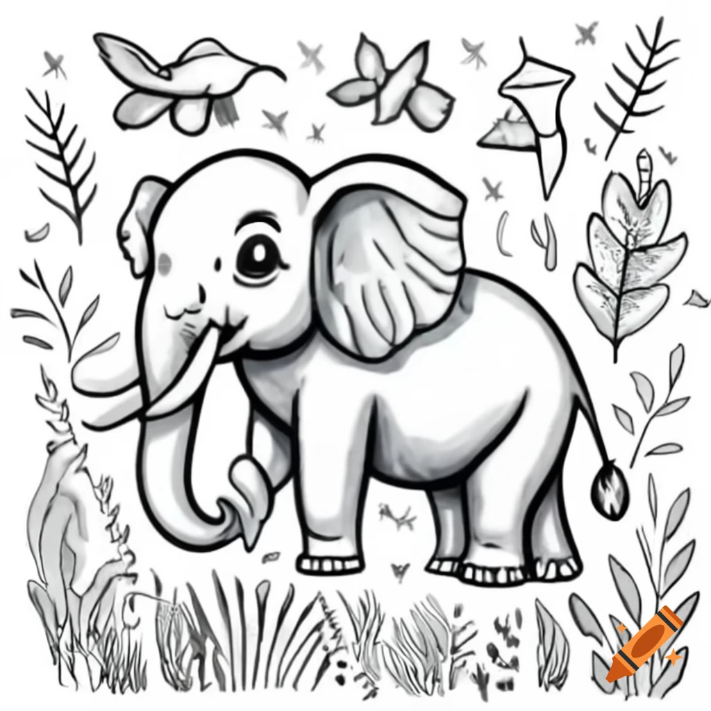 Black and white coloring page for children featuring terrestrial, marine, and flying animals