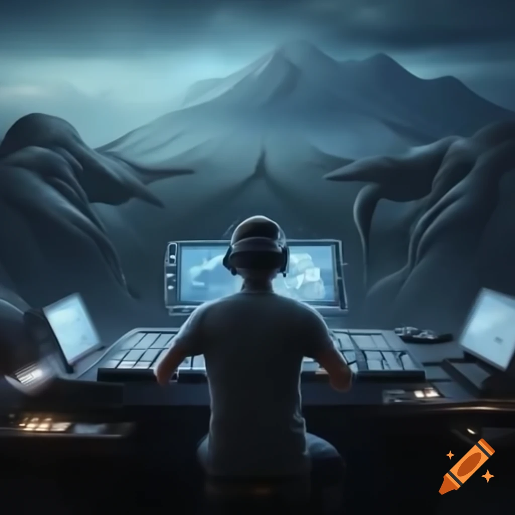 Two DJs performing in alien worlds with Table Mountain in the background