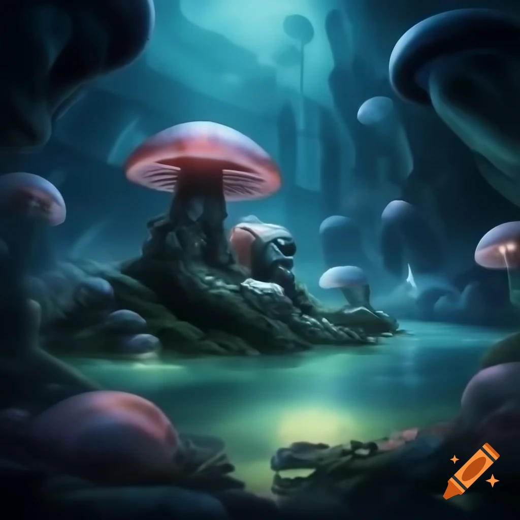 Close-up portrait of biopunk cyborg mermaid goddesses in captivating realm