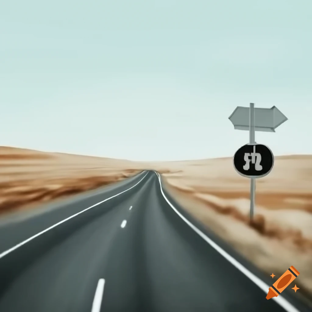 Road leading to a sign at the end