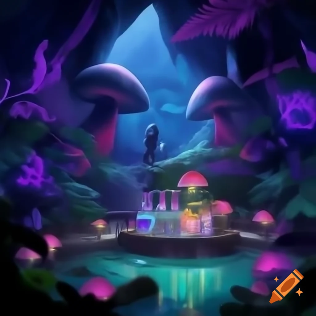 Biopunk cyborg fox goddesses in neon-lit laboratory with flowers and butterflies