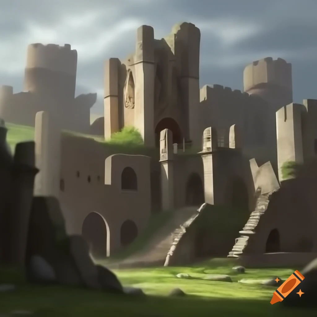 Ruined fortress with weathered stone walls