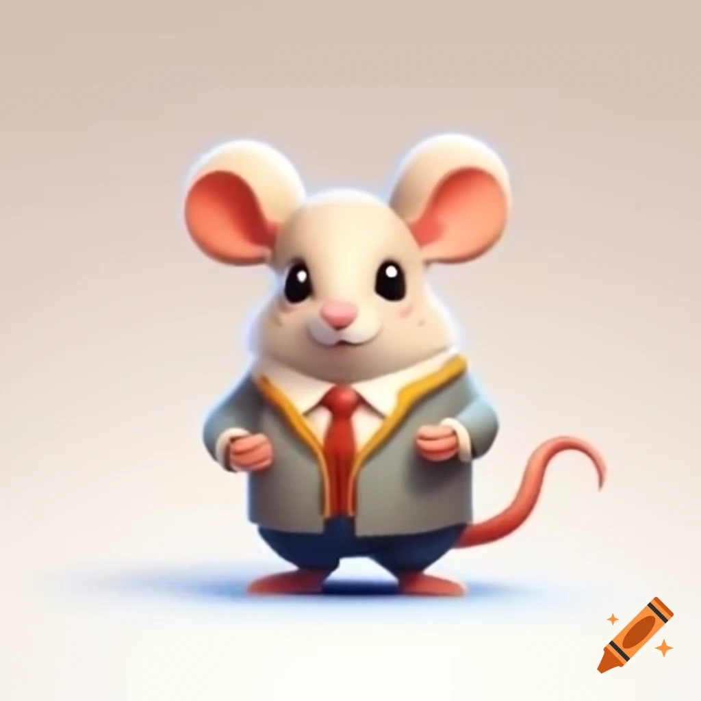 Cute mouse hotel owner warmly greeting guests