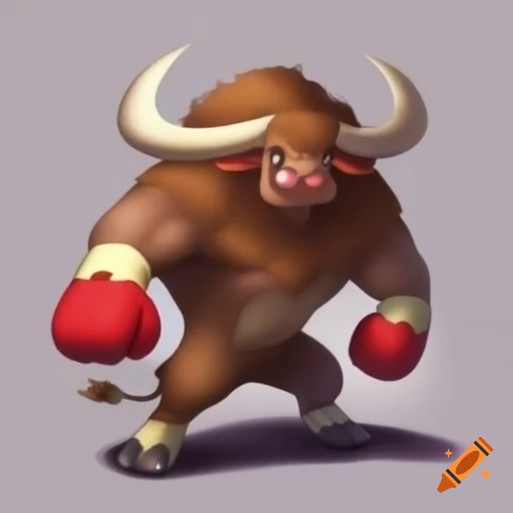 Pokémon styled like an ox with boxing gloves and Mike Tyson characteristics