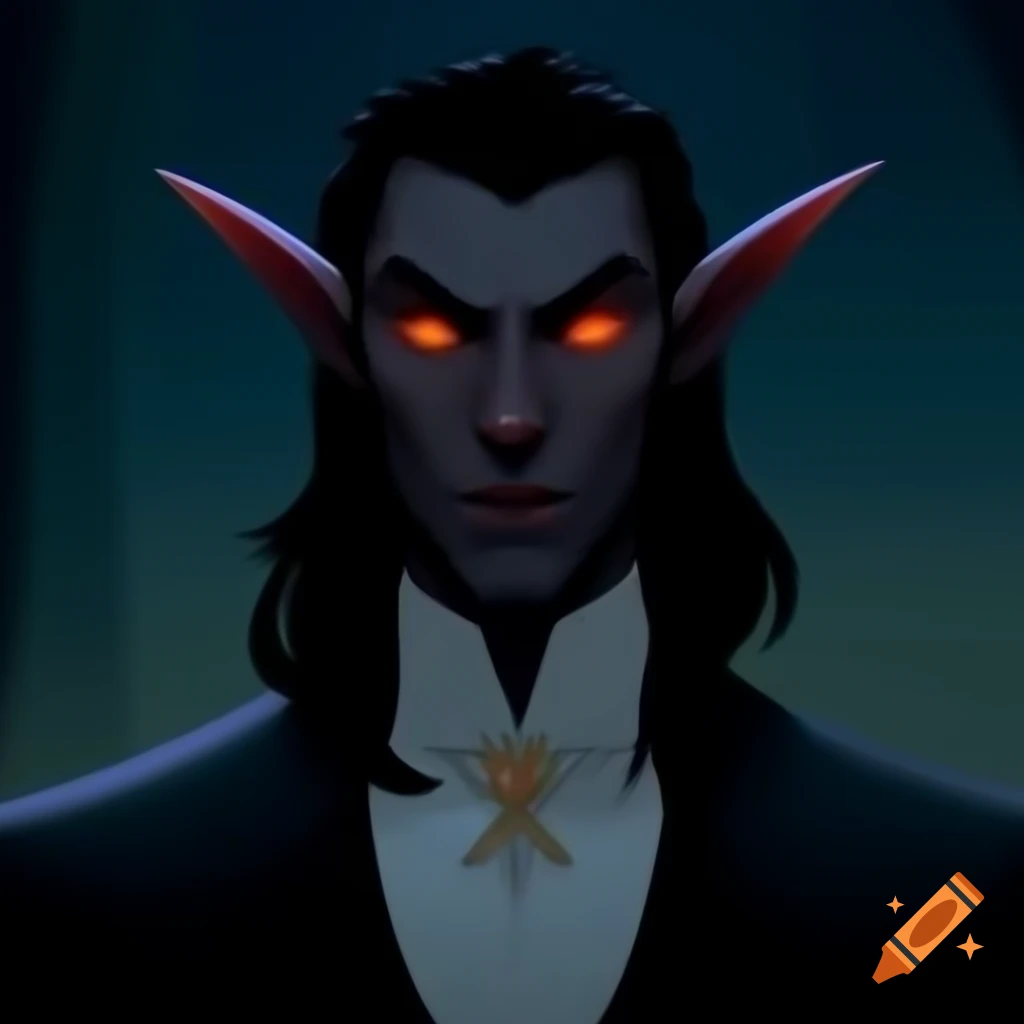 Dark elf warlock dressed in a tuxedo