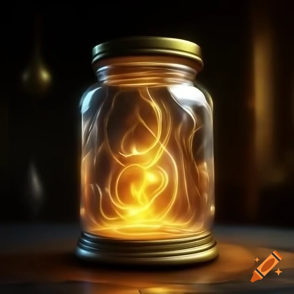 Golden magic jar with intricate designs