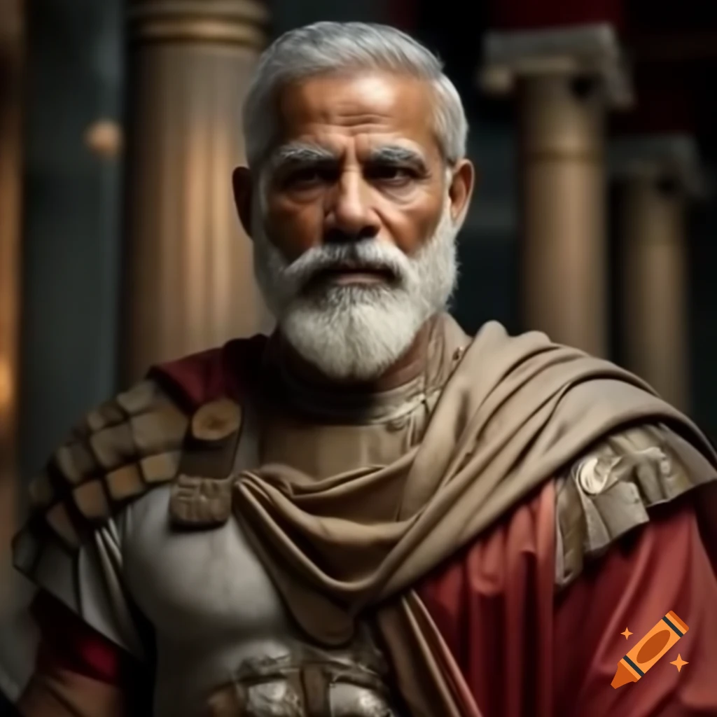 Narendra Modi depicted as a Roman emperor in traditional Roman attire