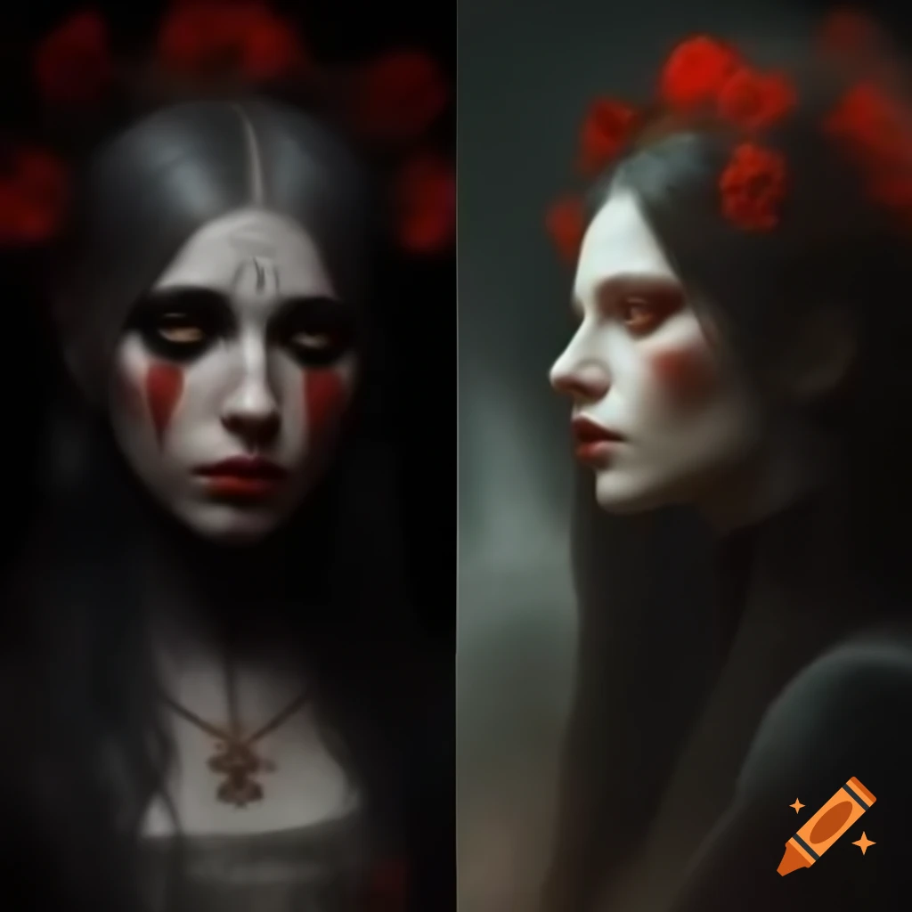 Contrast Diptych featuring Southern Slav female and Gothic woman