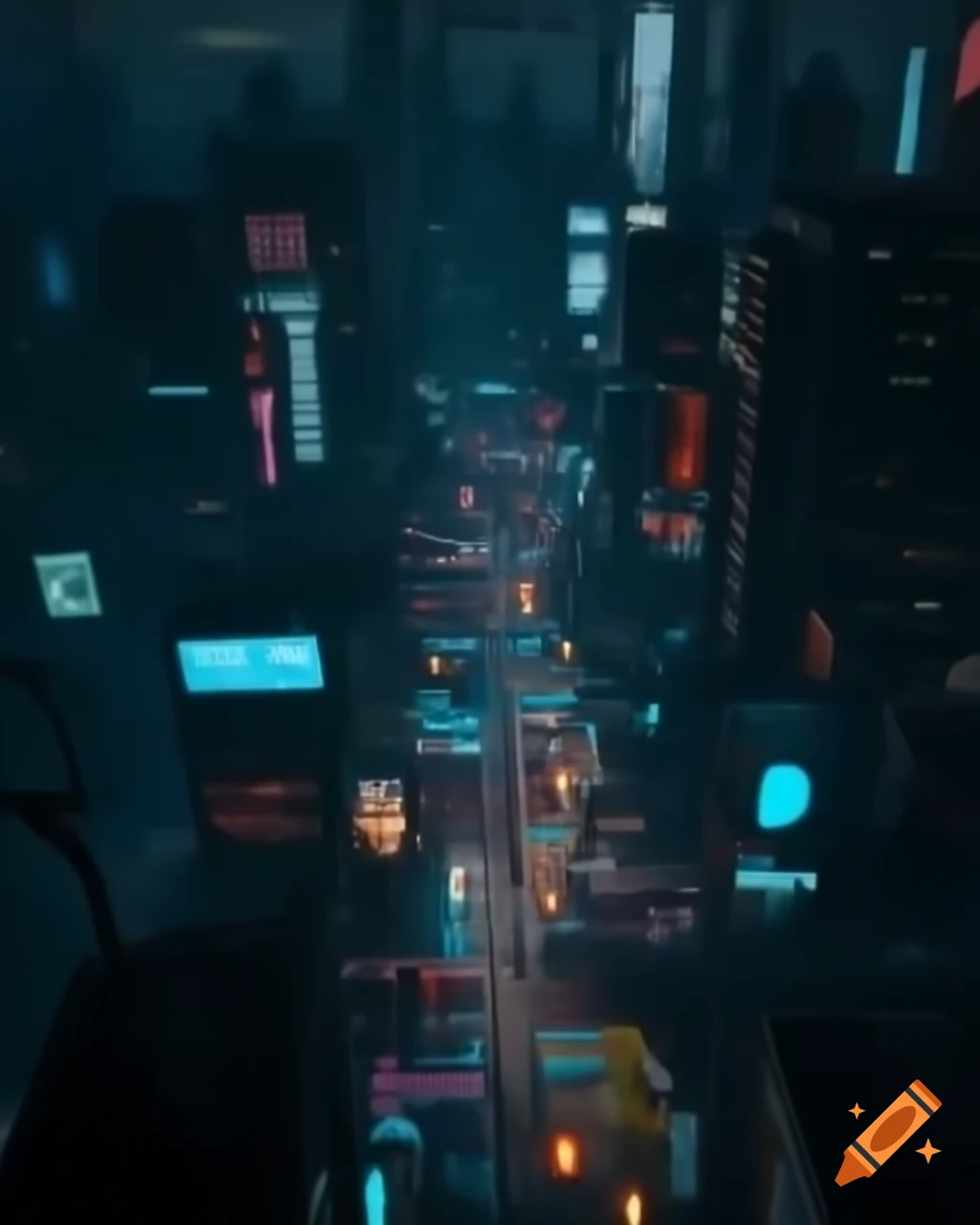 Night city skyline in cyberpunk style