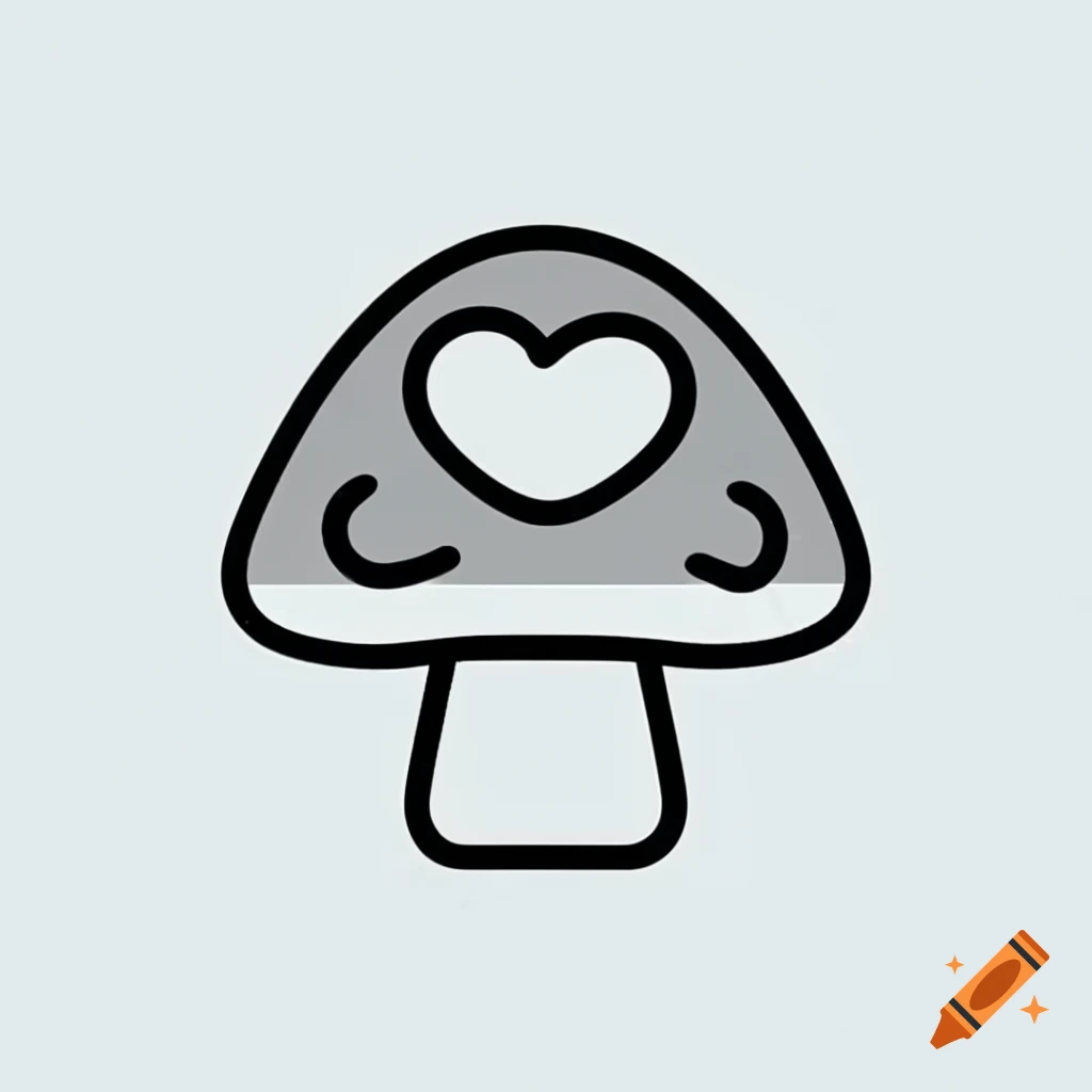 Minimalistic heart icon shaped like a mushroom
