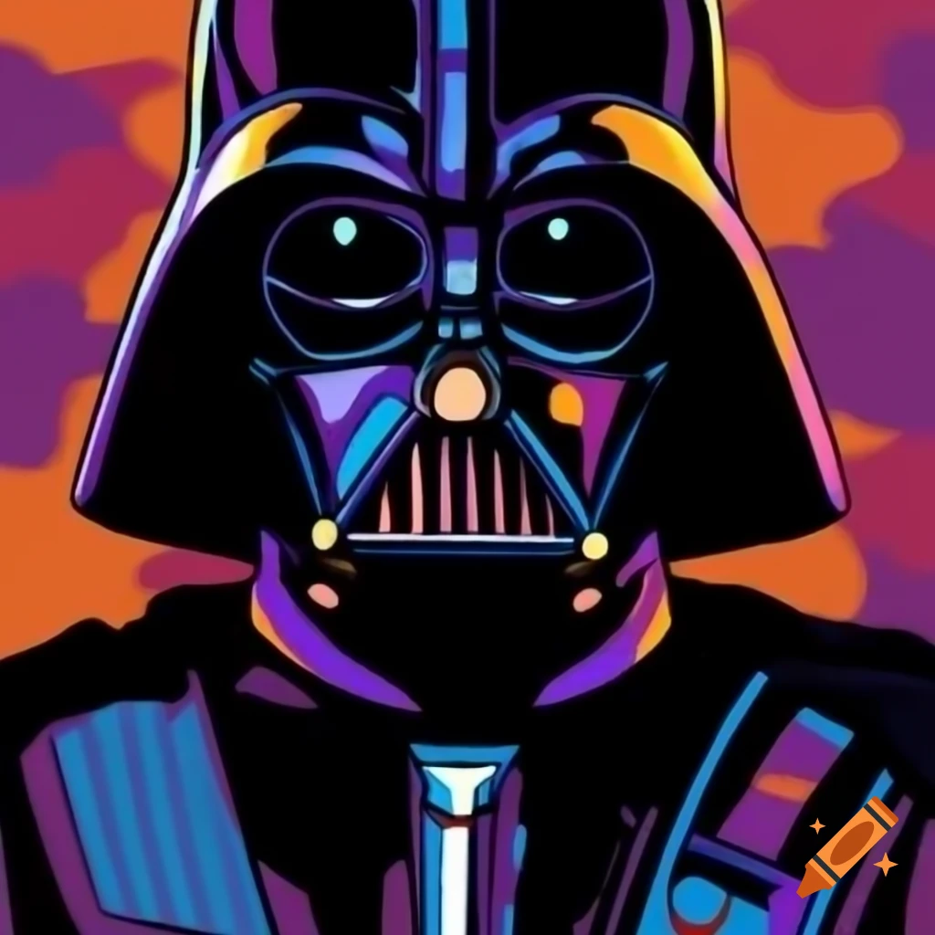 Pop art portrayal of Darth Vader