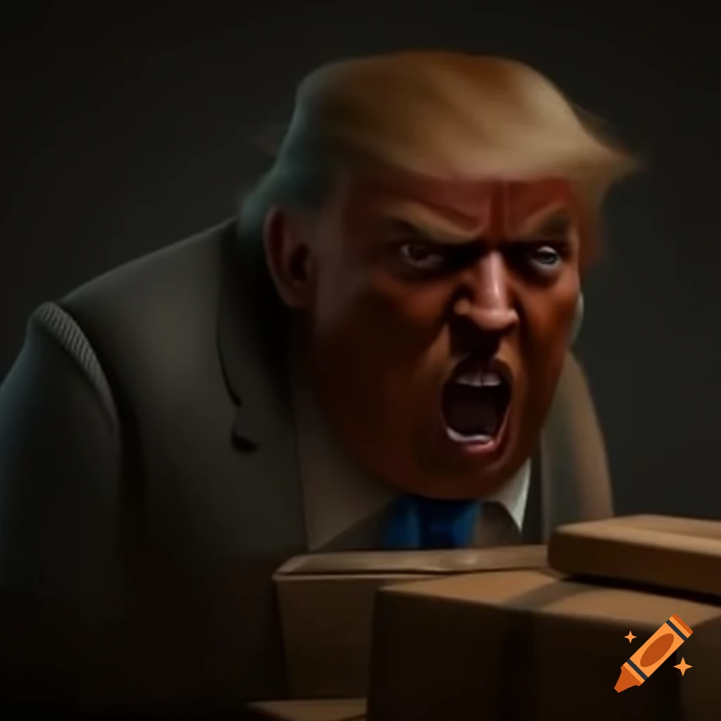 Melania Trump frowning and packing suitcase in detailed photorealistic style