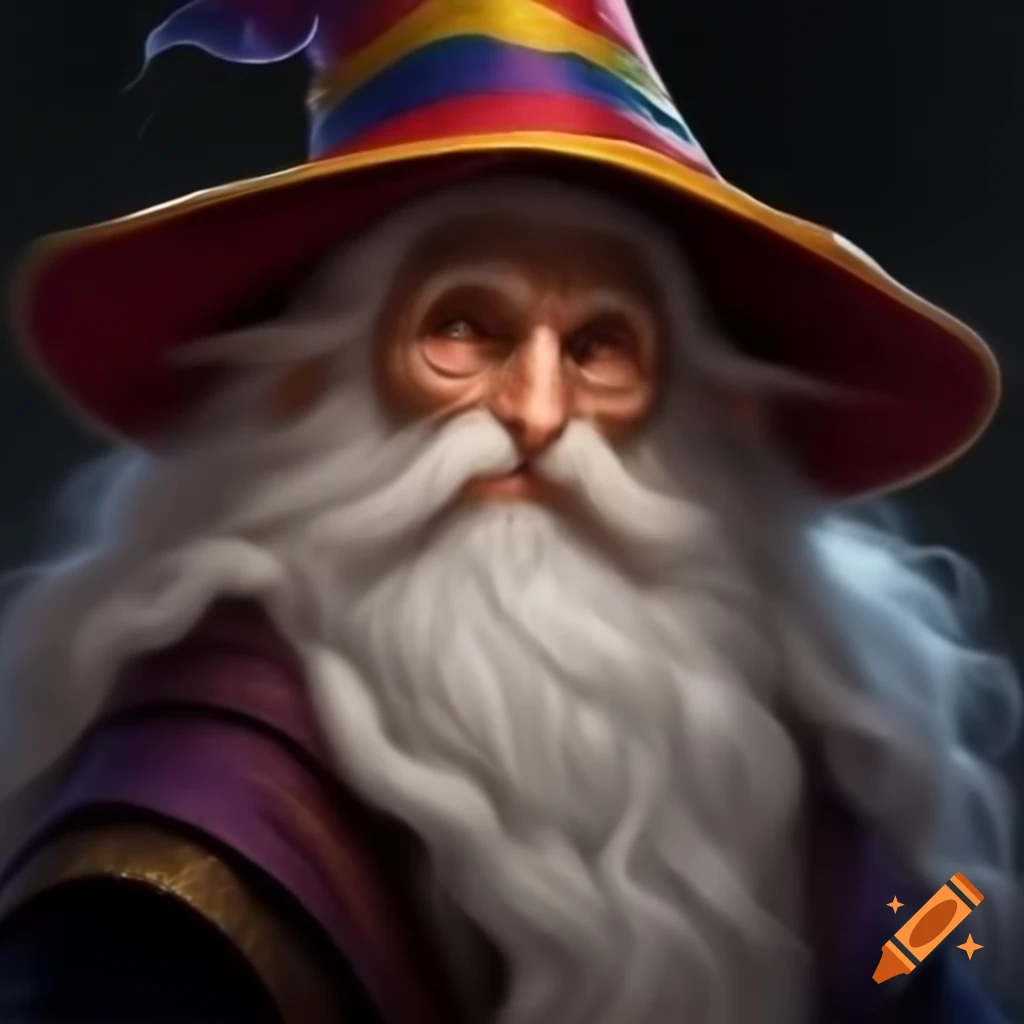 Wizard wearing a colorful hat