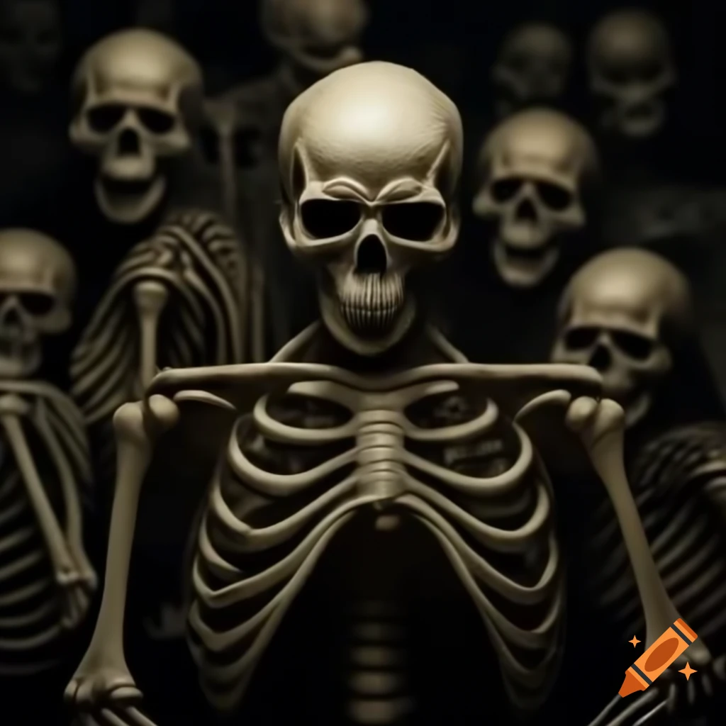Evil skeleton with a menacing expression
