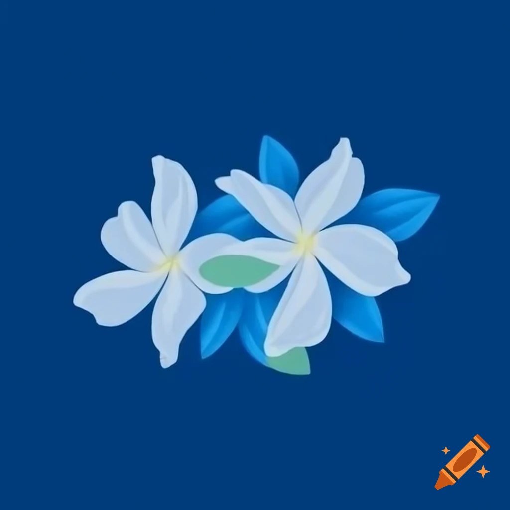 Bunch of blue and white jasmine flowers on craiyon