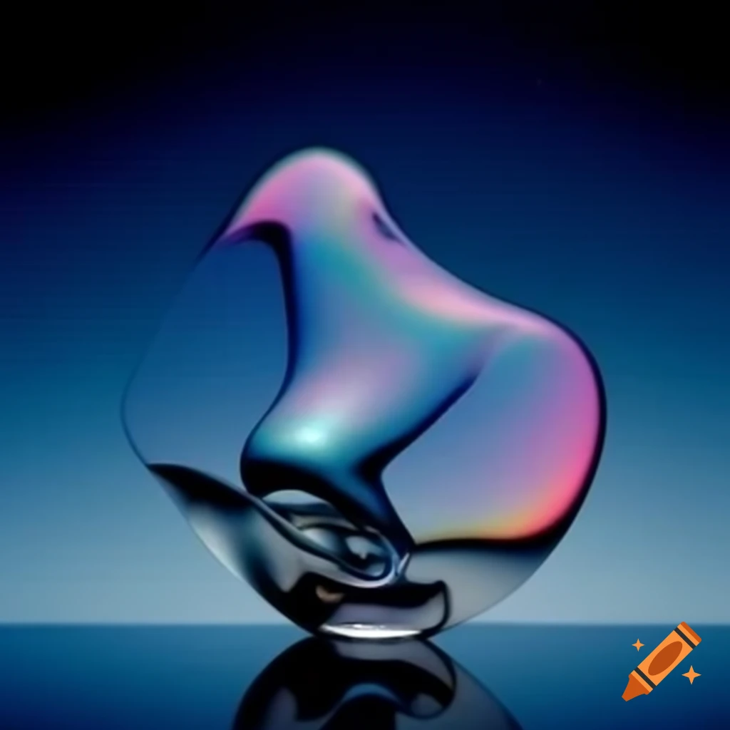 Iridescent glass statue in pop surreal 2000s photography style