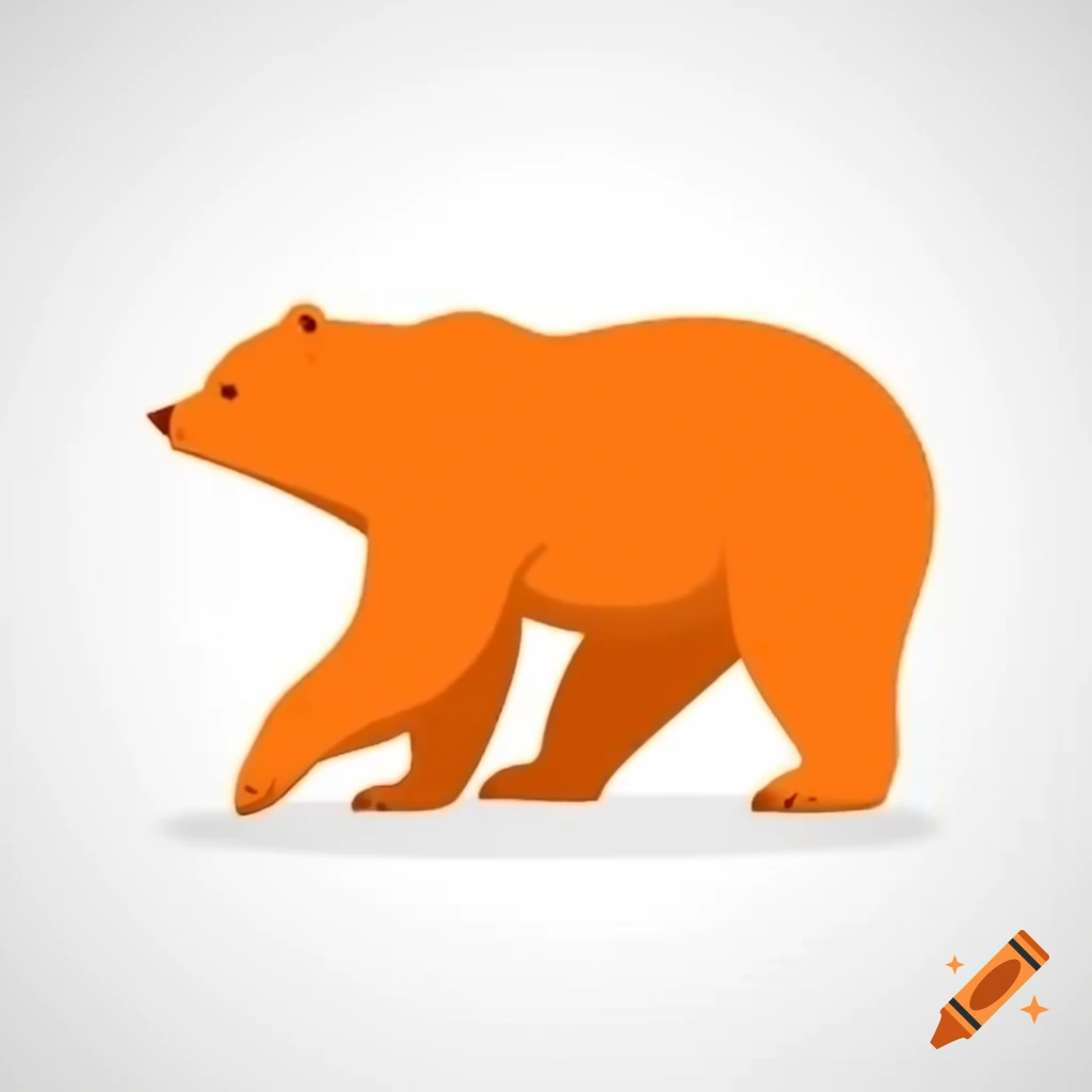 Orange bear illustration on white background