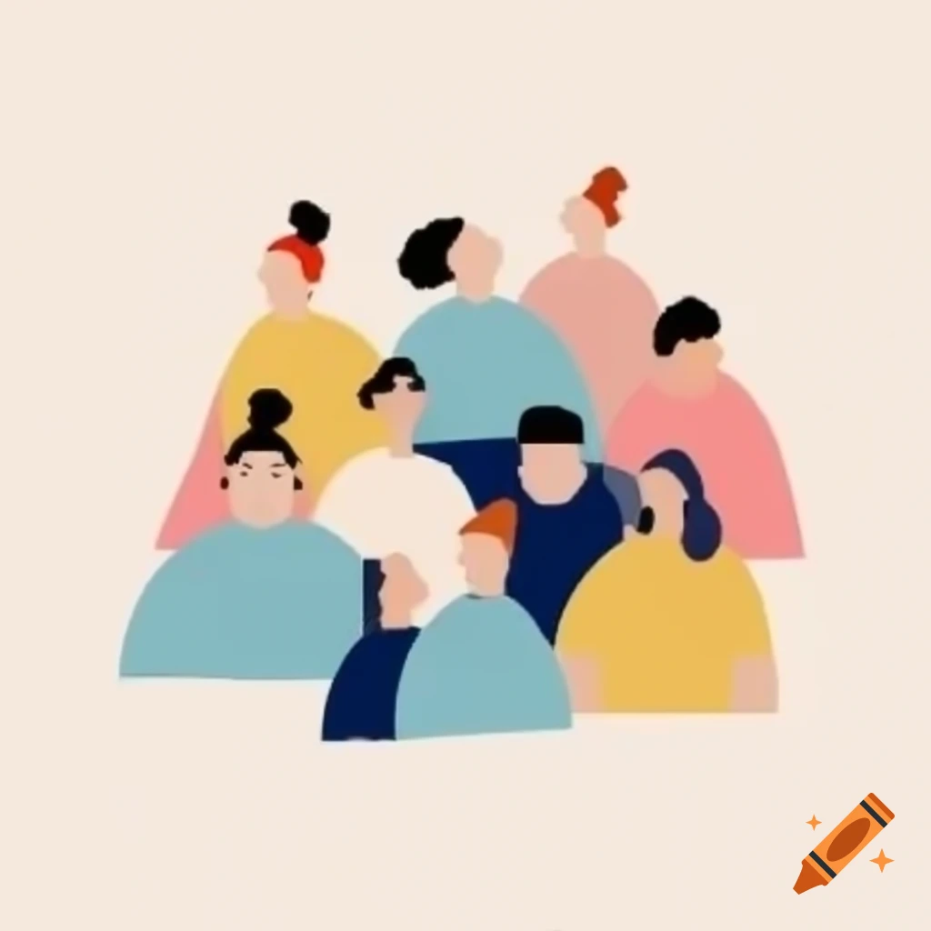 Group of people in support group illustrated in pastel colors, minimal design