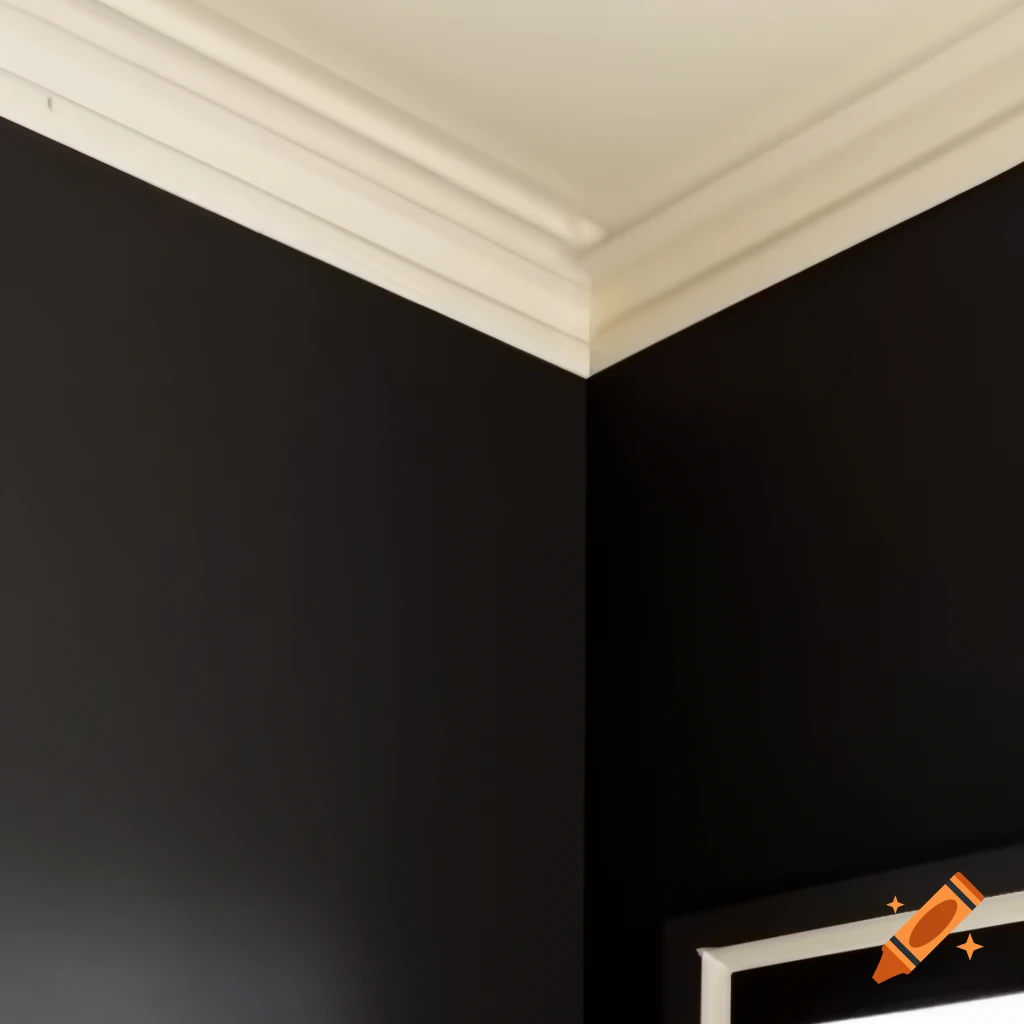 Interior design featuring dark walls and light cream ceiling colors