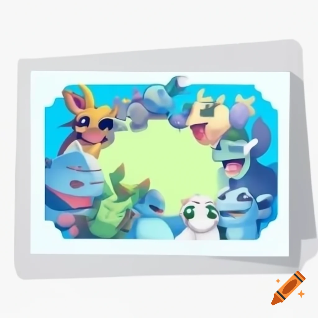 Cartoon happy anniversary card featuring neopets in wide frame