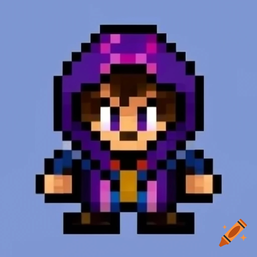 16x16 pixel art of a hooded figure
