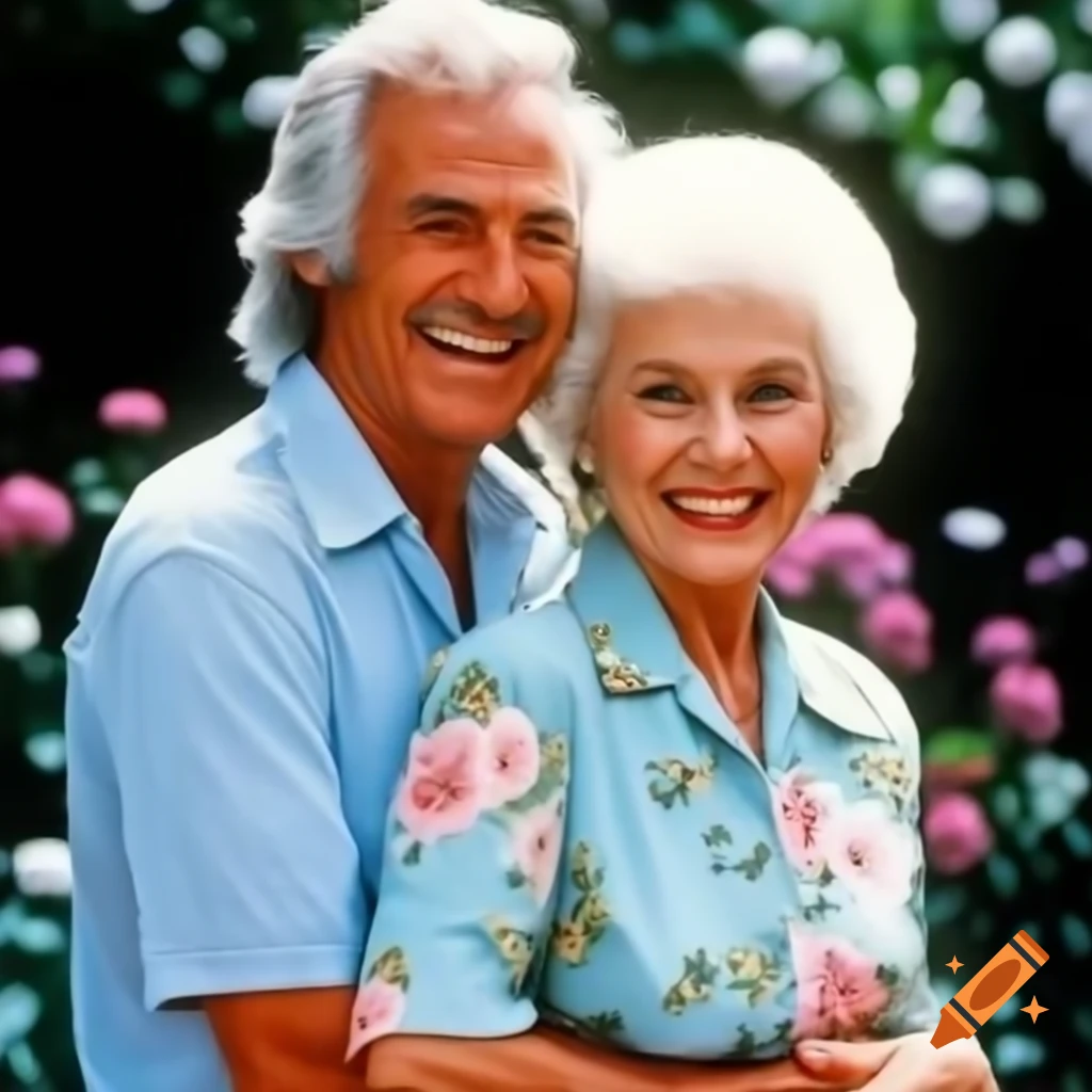 Older couple in their 70s smiling joyfully, showcasing happiness and warmth
