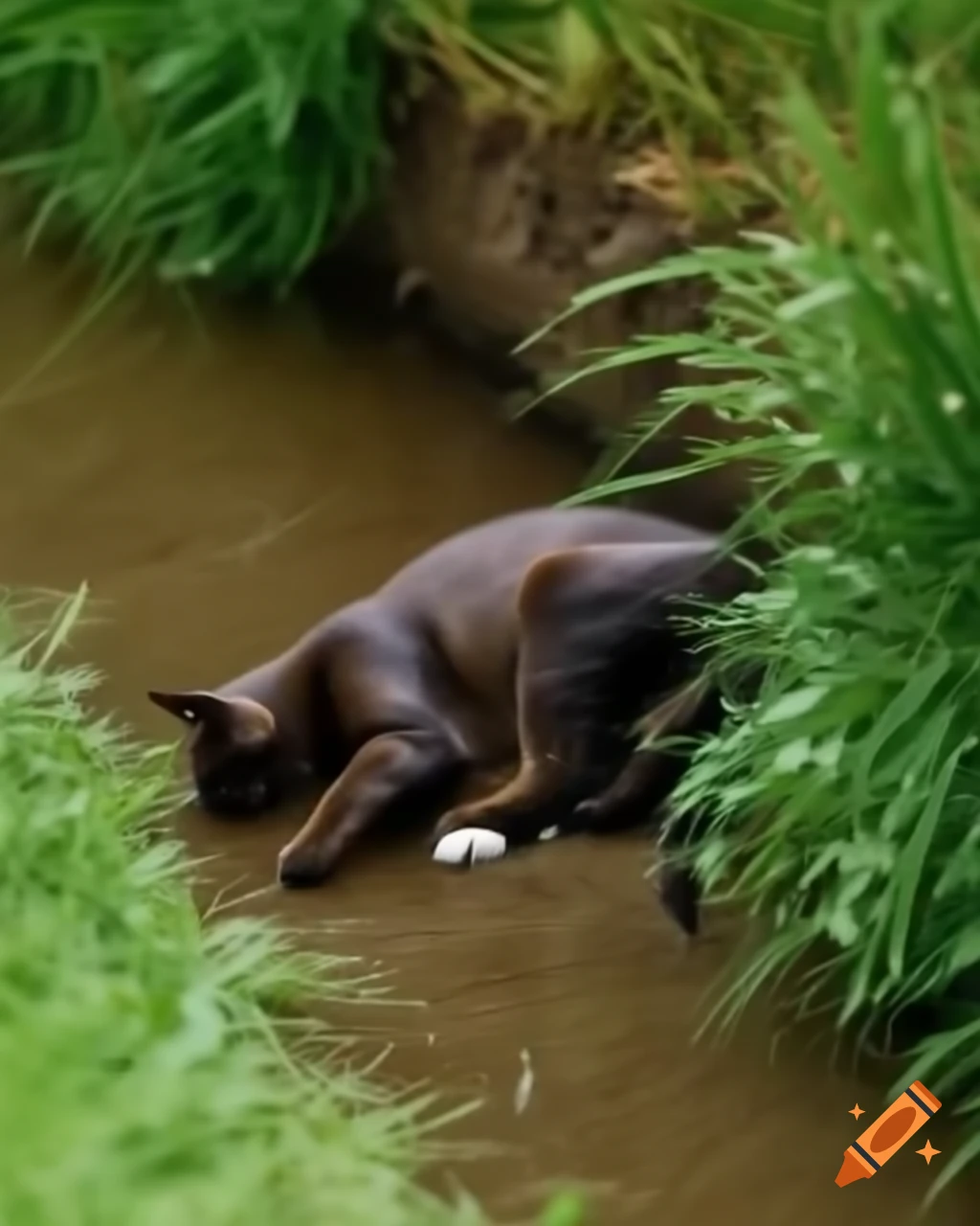Skinny cat near ditch appearing to need help