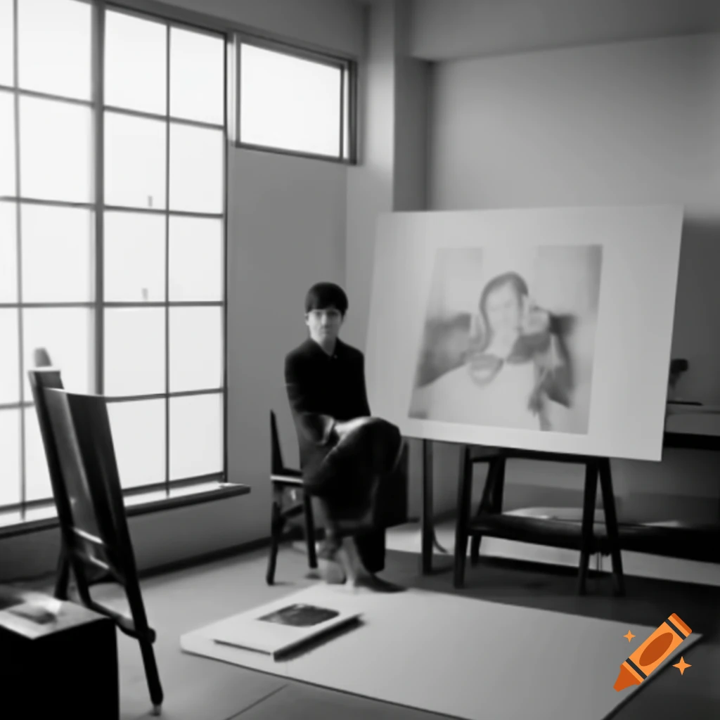 Japanese artist Soratsuki in modern studio, focused expression