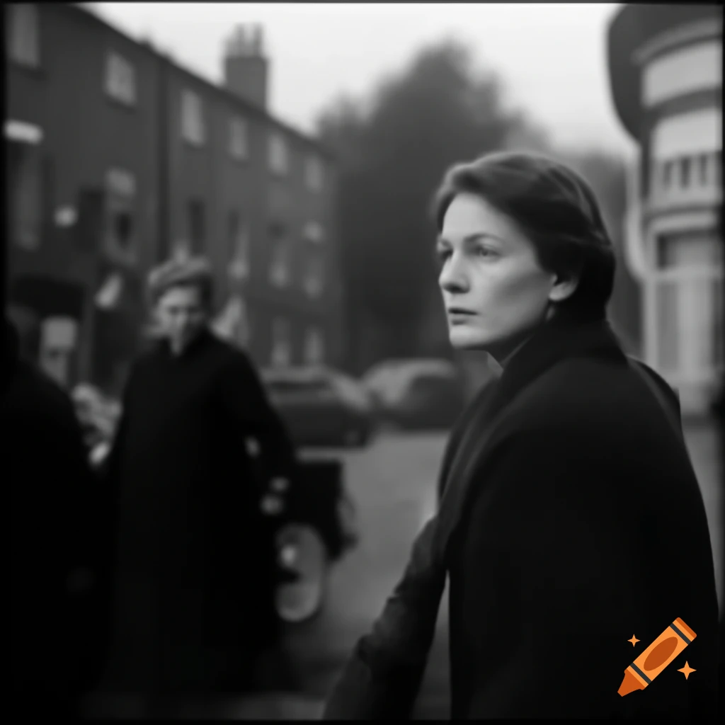 Thoughtful woman in busy street scene, deep in contemplation