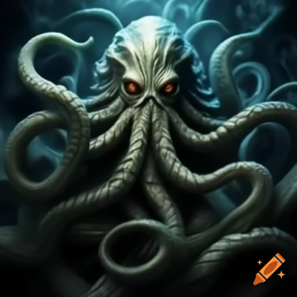 Scary kraken emerging from the ocean