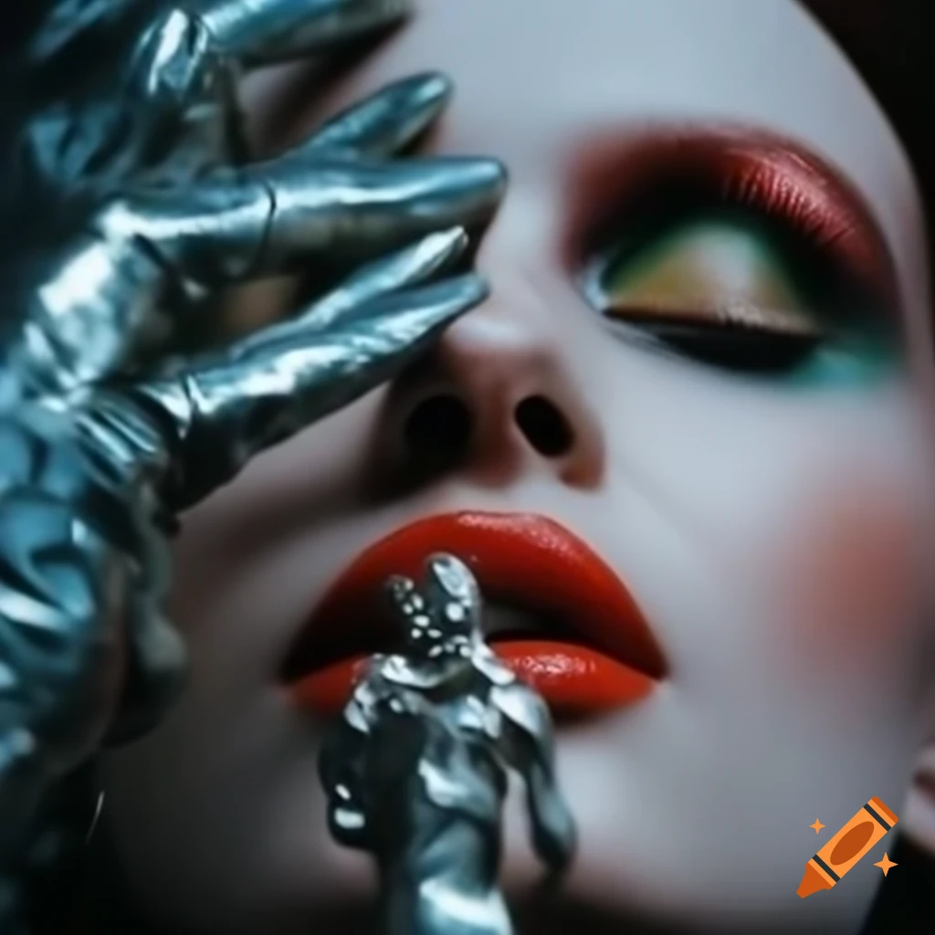 Pop surrealism photography featuring silver statue from the 2000s