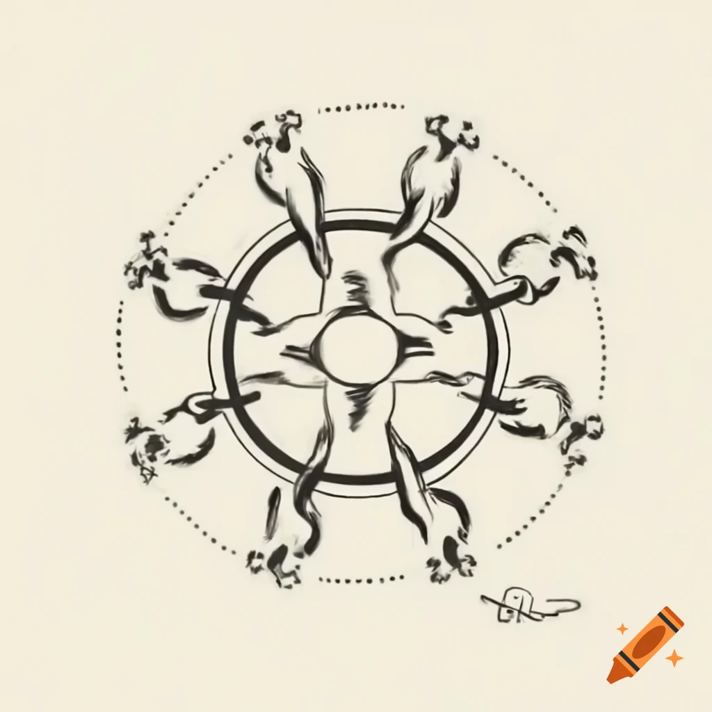 Sketch of runic symbol representing gods and wind element on craiyon