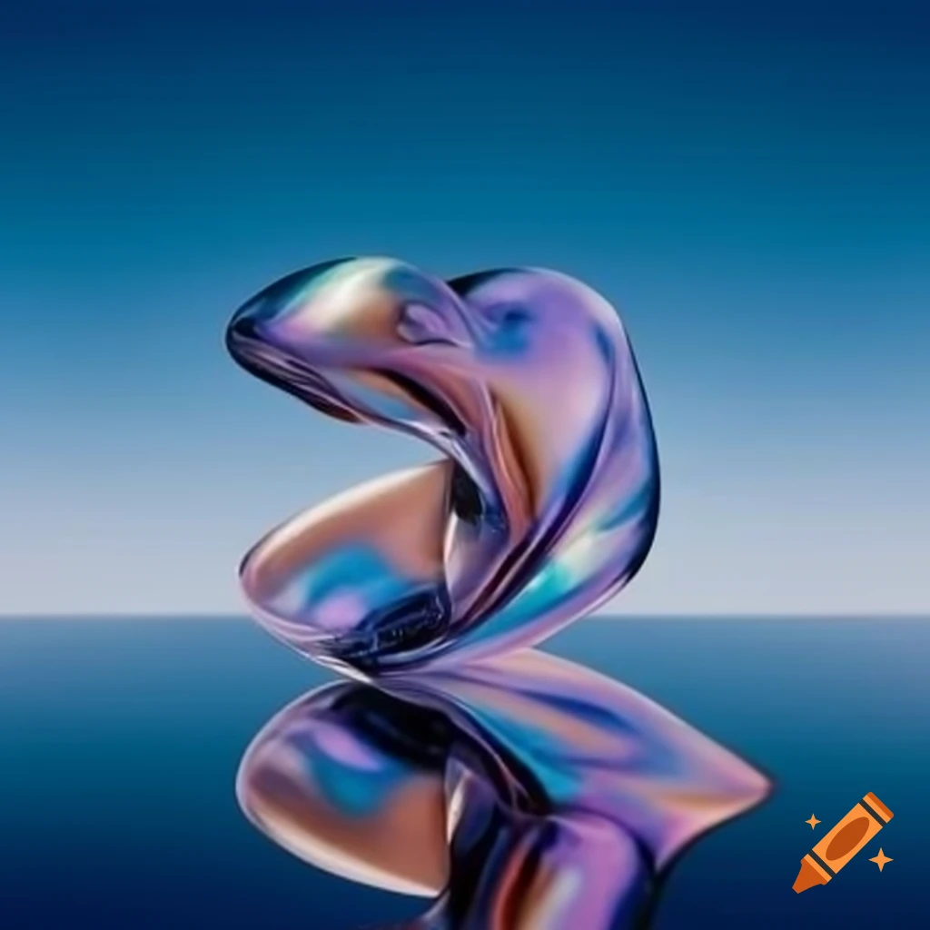 Pop surreal photography featuring iridescent glass statue from the 2000s