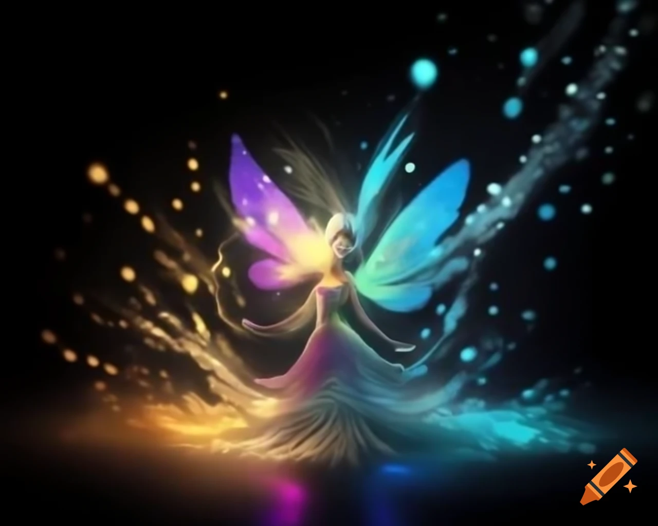 Luminous fairy dust sparkling in silver and gold, storybook style