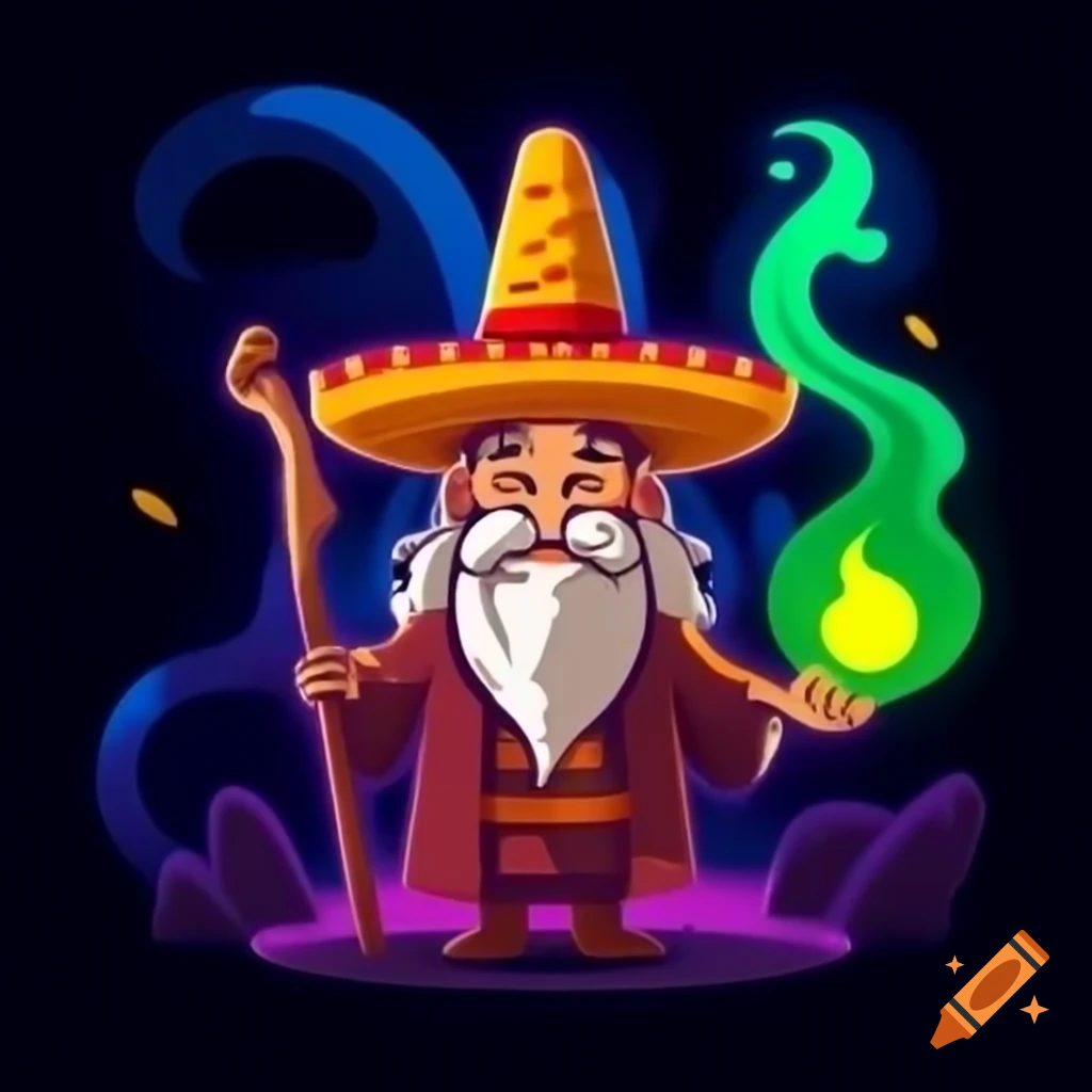 Dramatic lighting featuring a Mexican wizard
