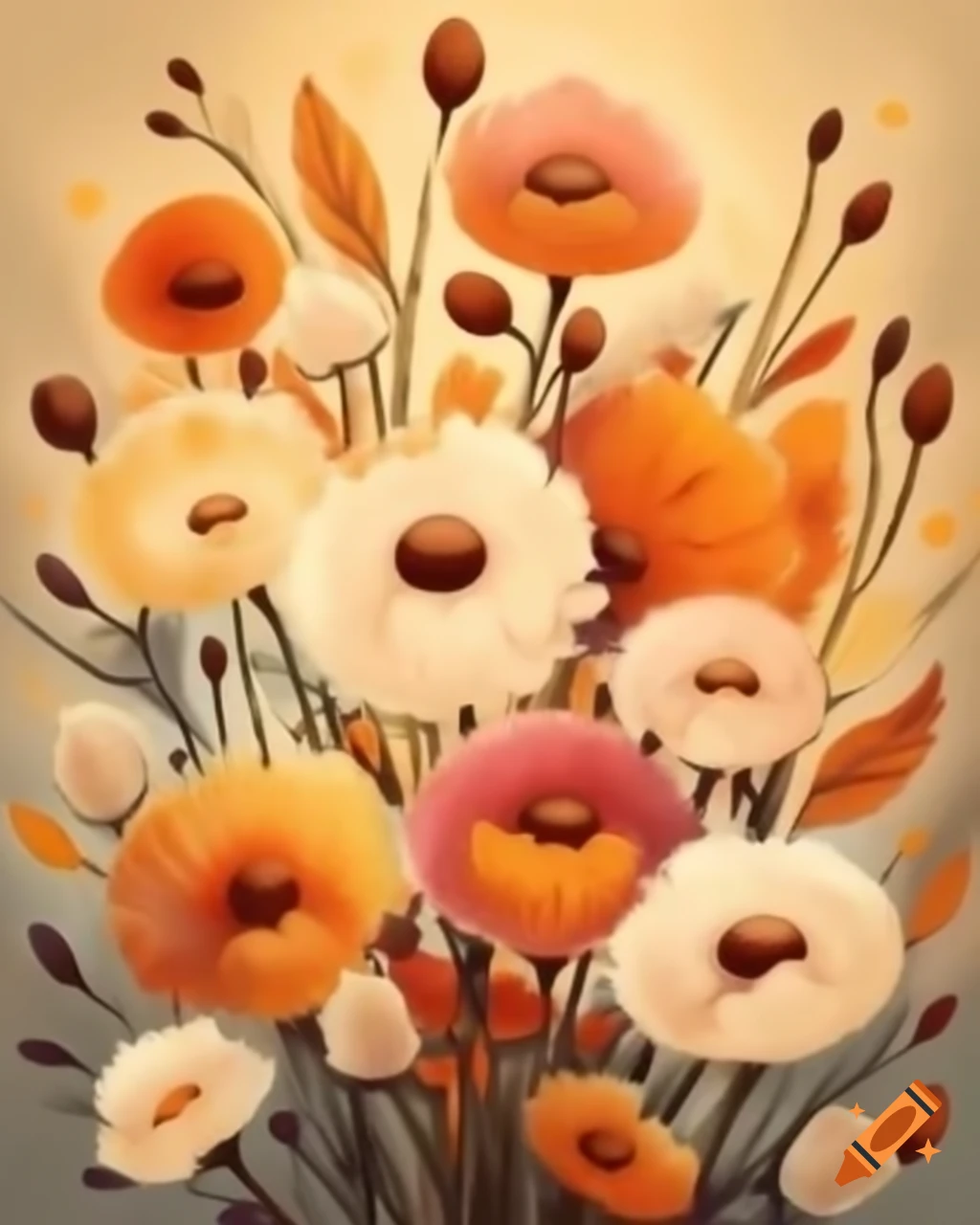 Bouquet of warm flowers reflecting autumn colors