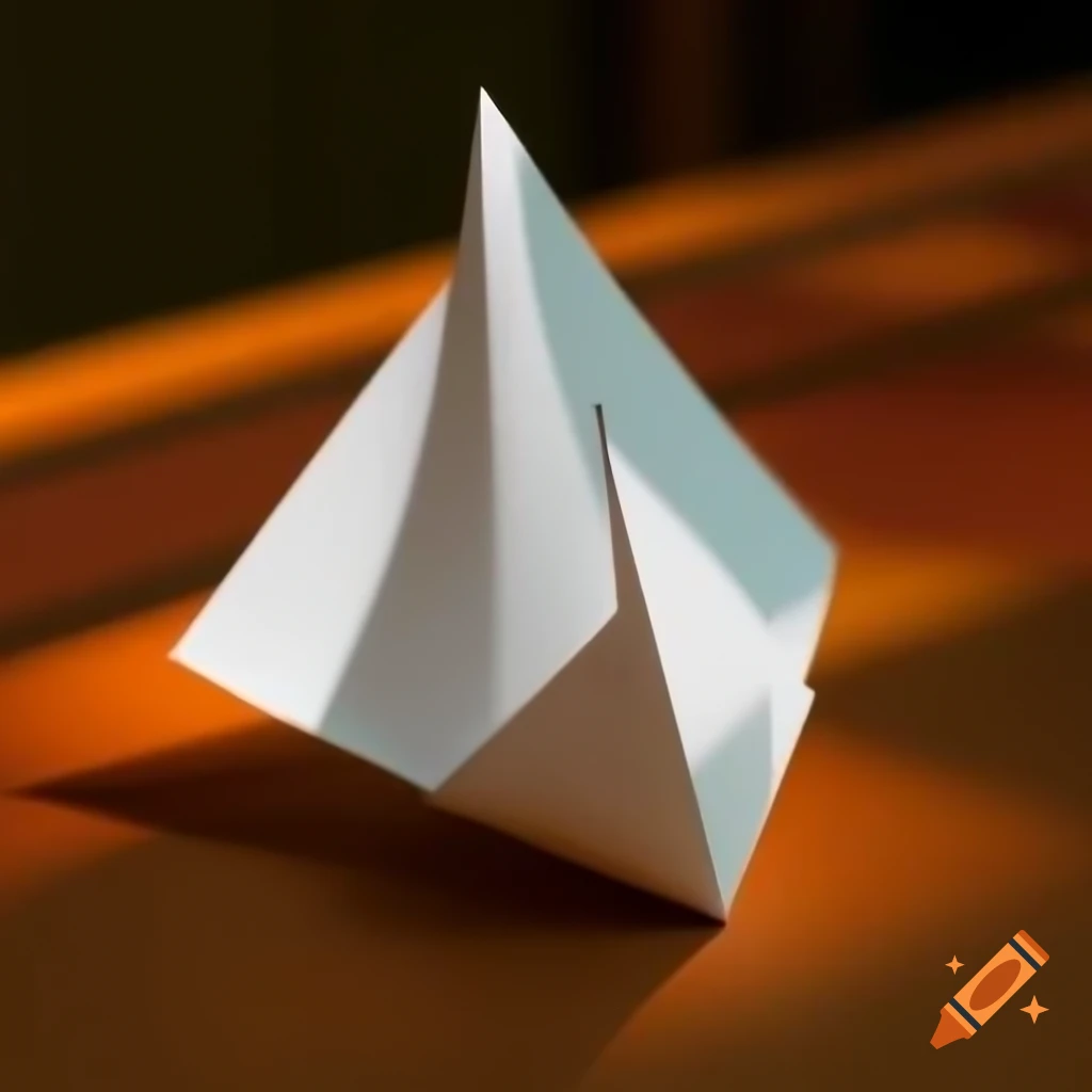 Close up of a paper boat on a table in digital art