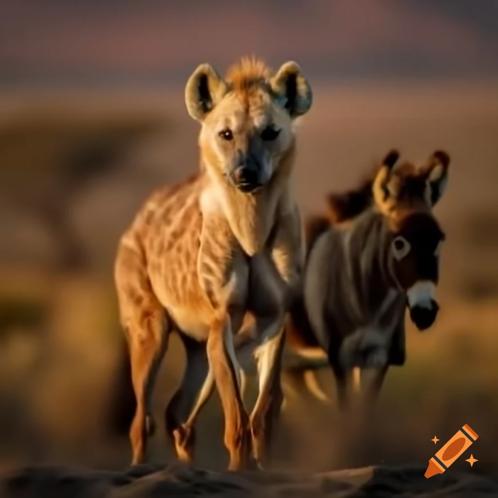Hybrid animal resembling a mix of hyena, horse, and donkey