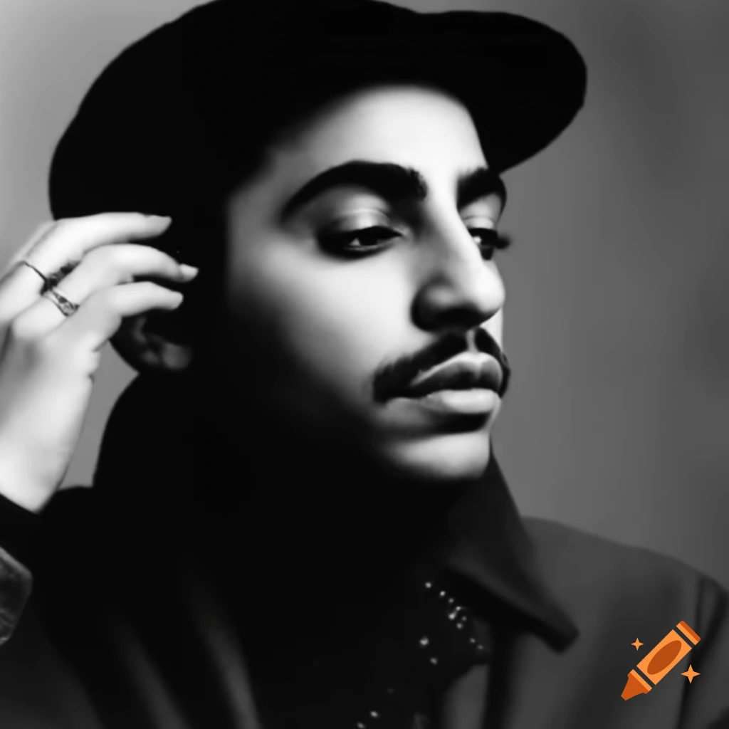 Colored self-portrait of fictional Egyptian-American rapper Harlan Rabbying McAnany Lopazahmutepget