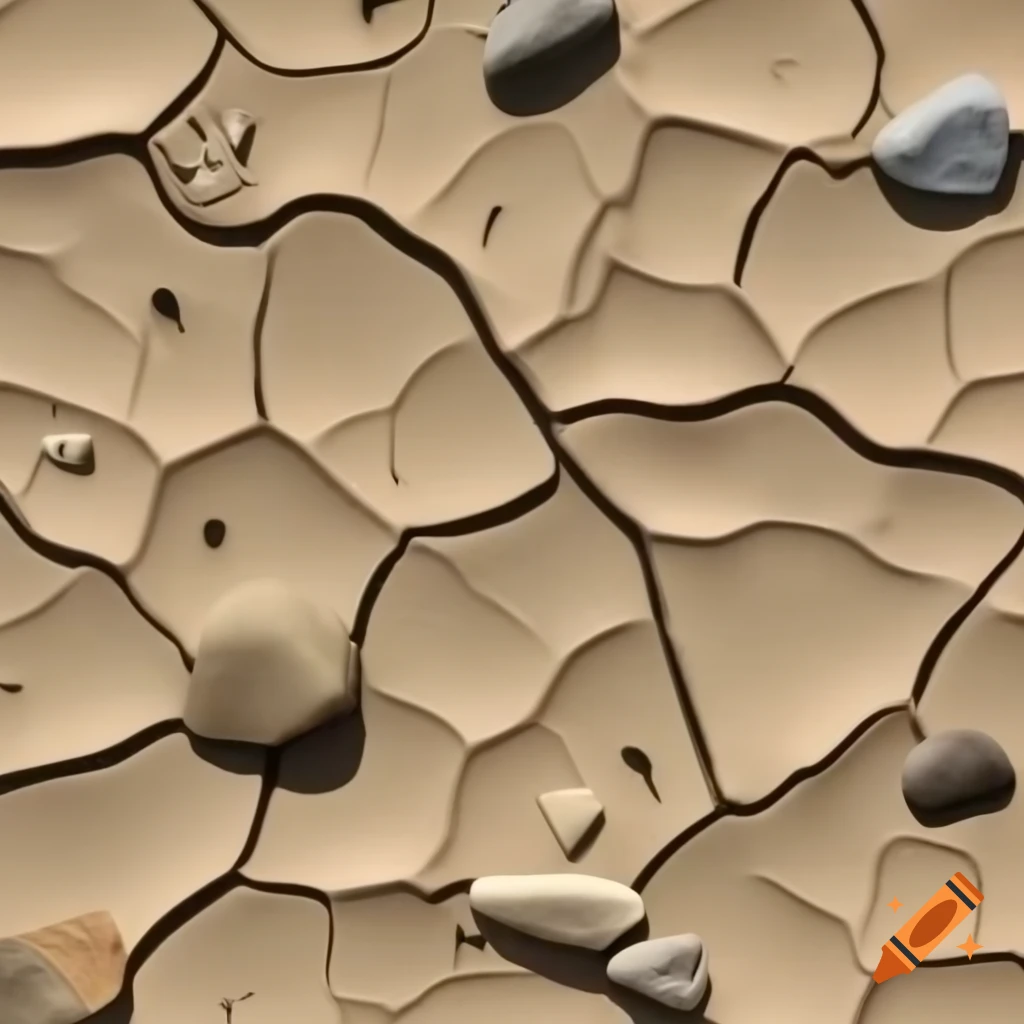 Seamless texture of sandy wasteland ground with rocks and small branches
