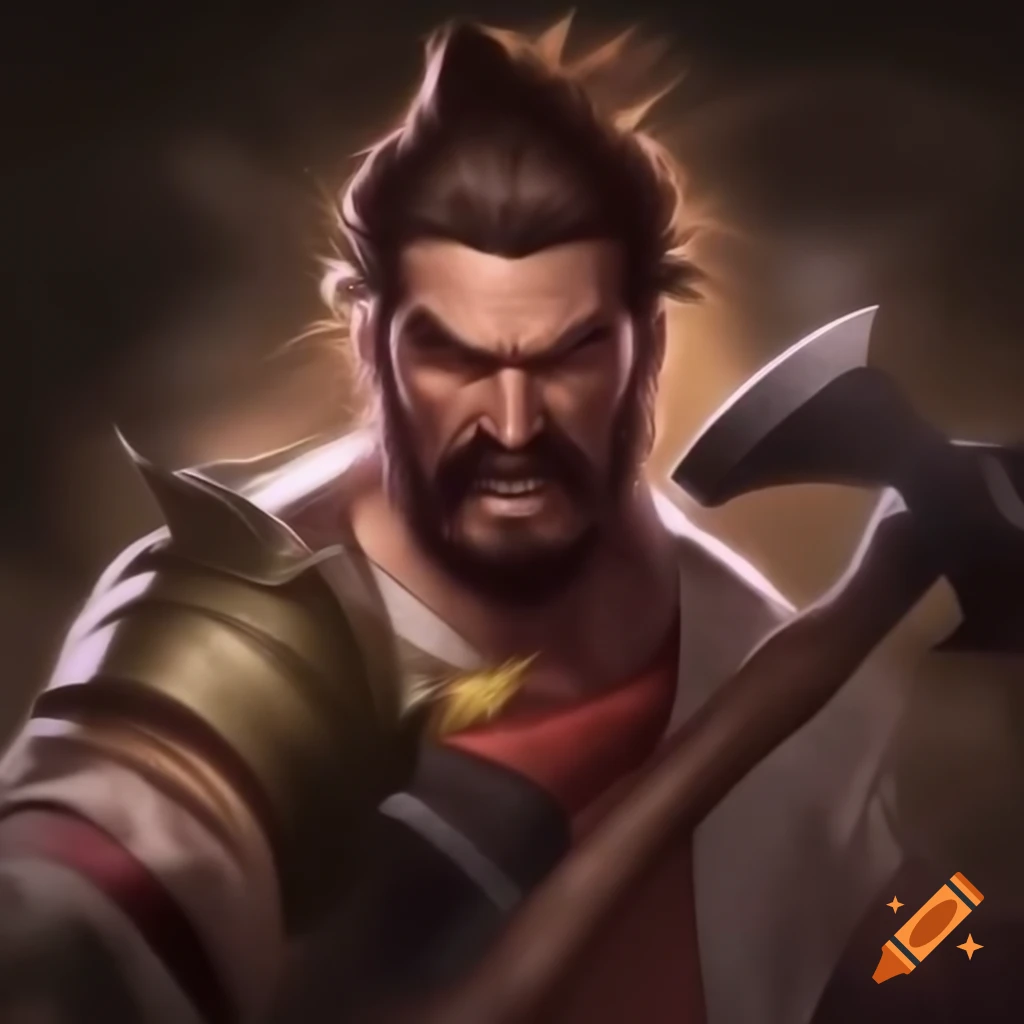 Card for card game featuring powerful warrior with axe