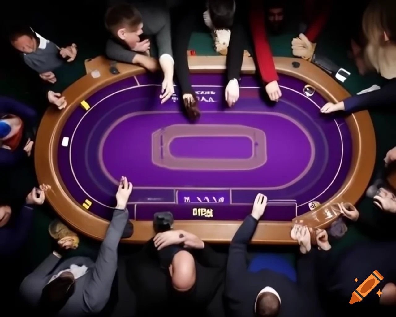 Poker table games menu on purple carpet background
