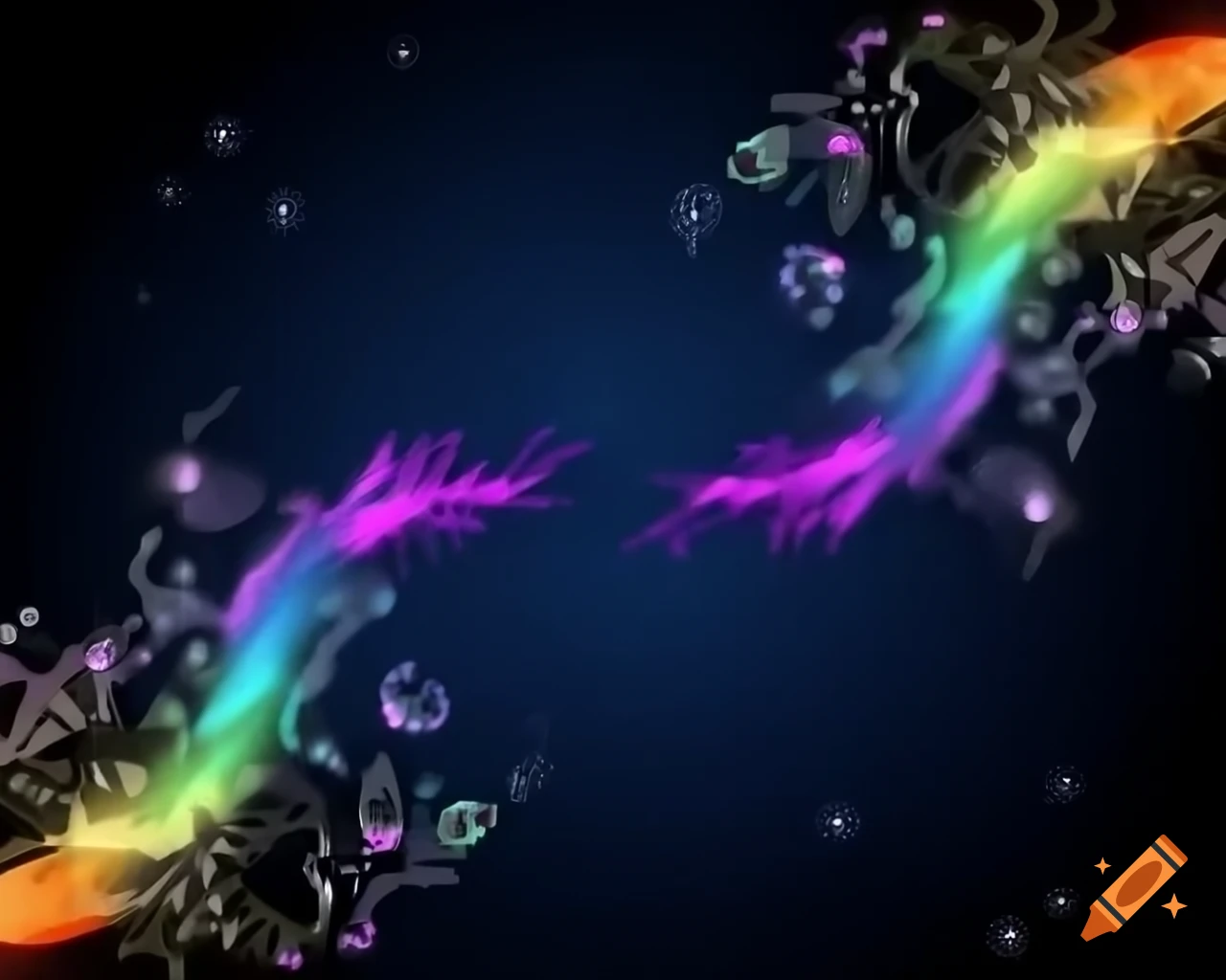 Sparkling fairy dust in rainbow shades in storybook style