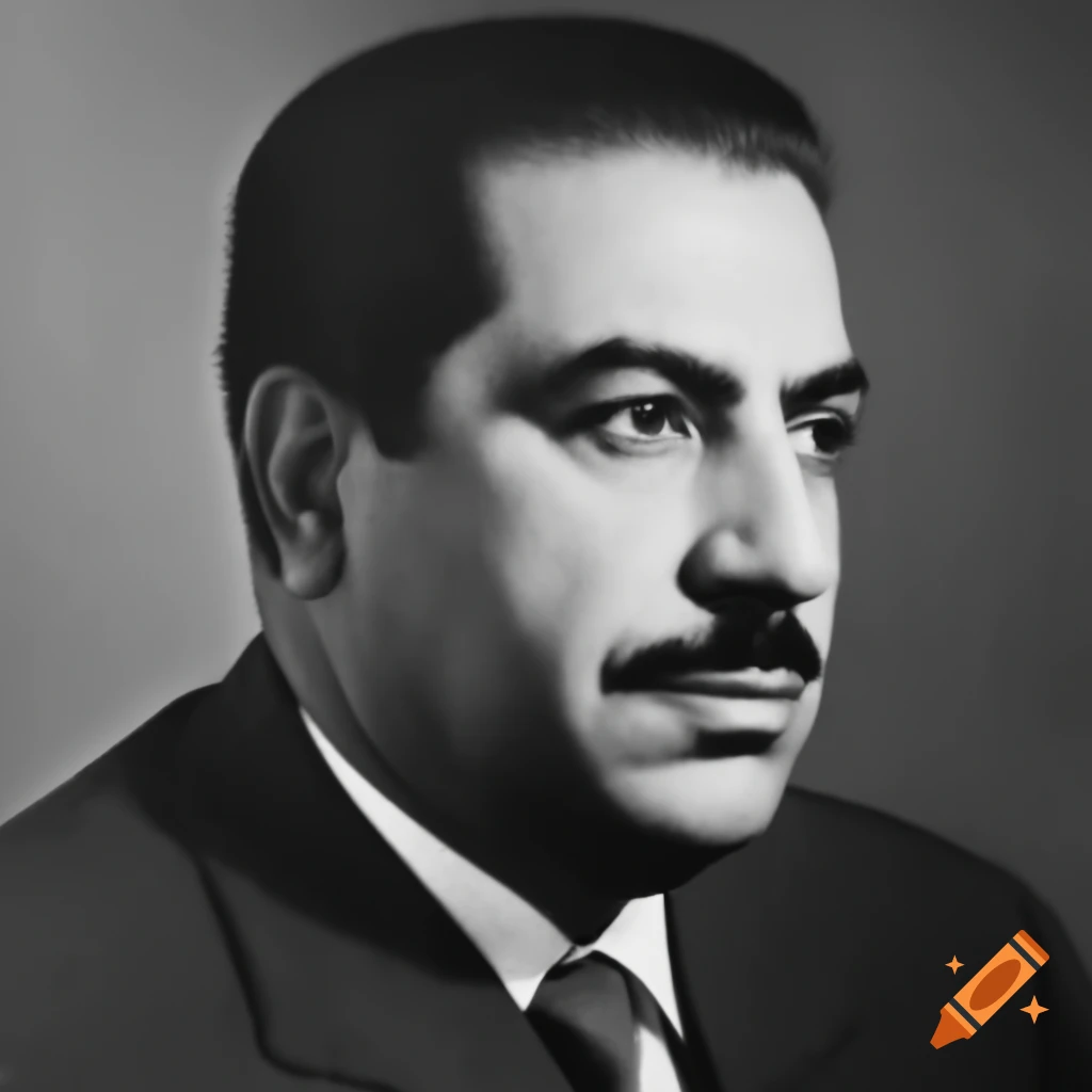 Portrait of a Middle Eastern leader in a suit facing left