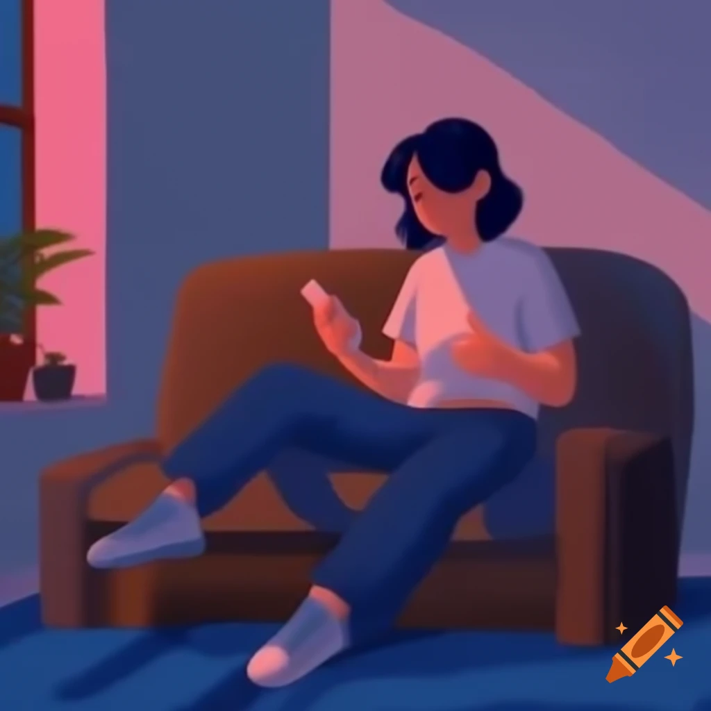 Person sitting on couch using smartphone