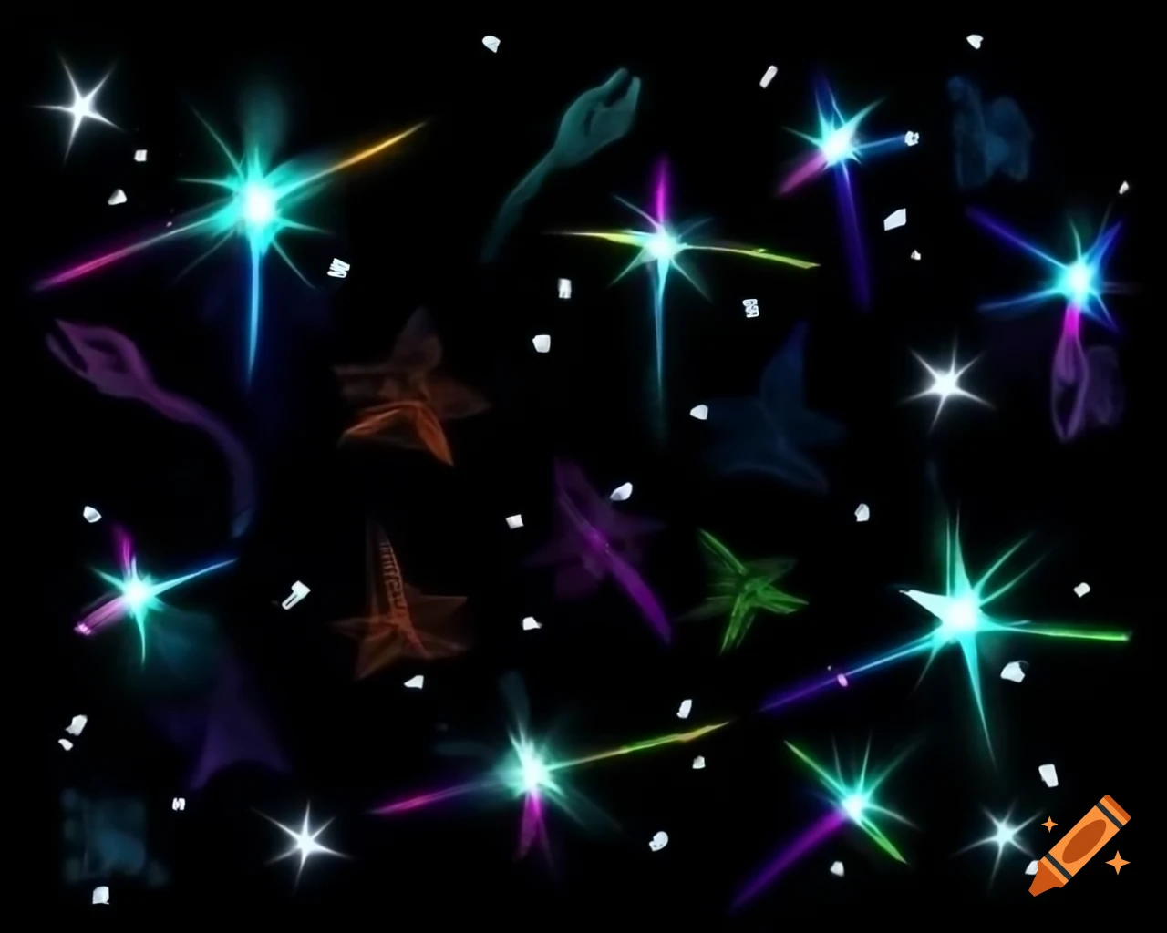Sparkling fairy dust in rainbow shades in storybook style