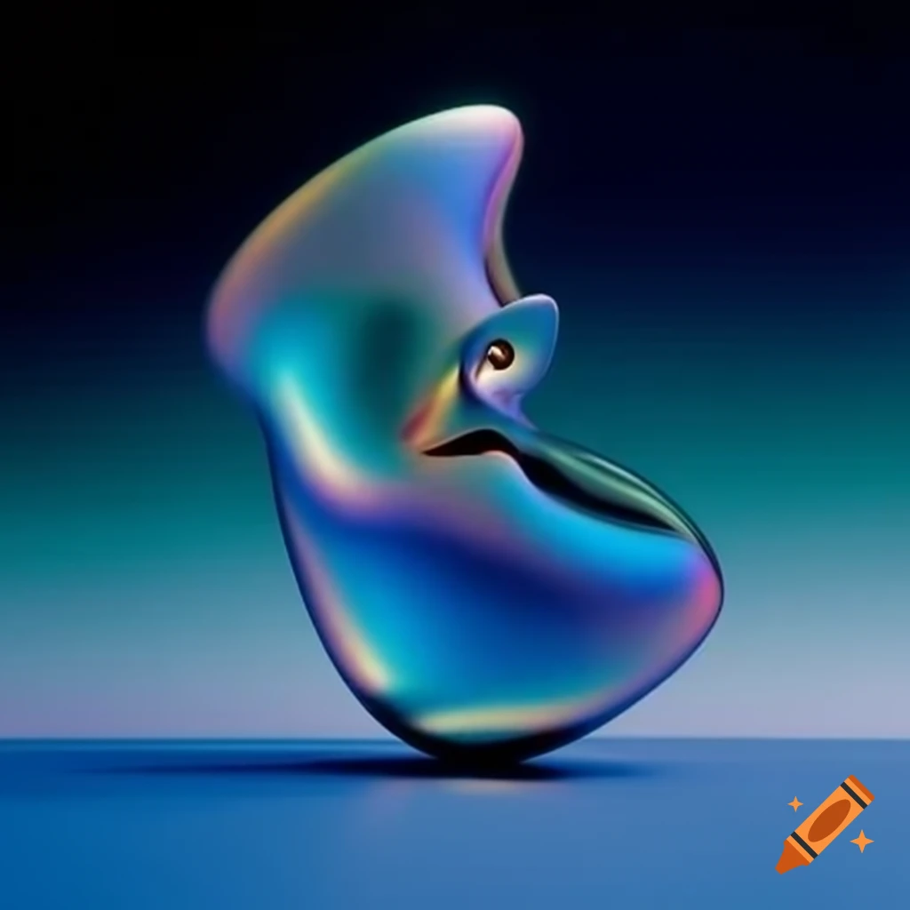 Pop surreal photography featuring iridescent glass statue